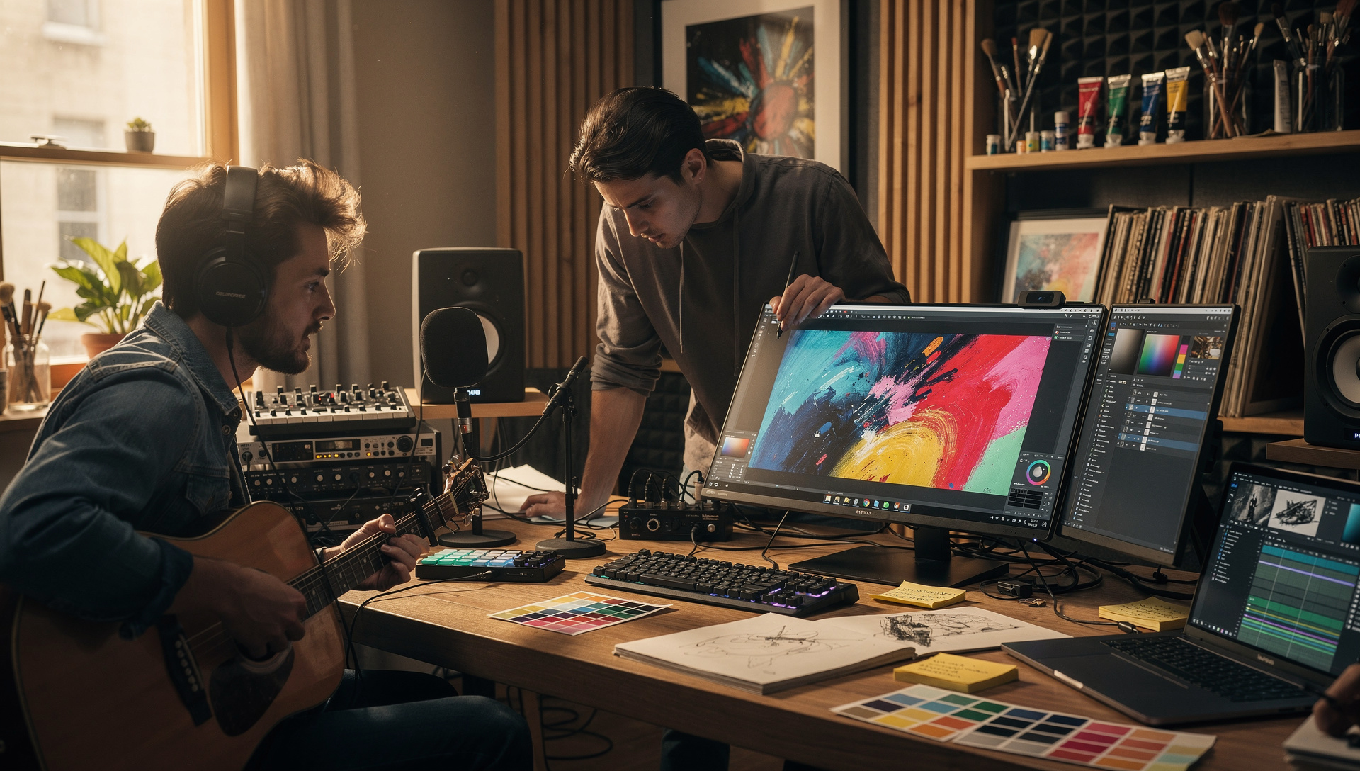 Creative professionals combining art, music and digital tools